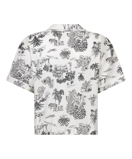 Tkana bluza z kr&oacute;tkim rękawem, Biały