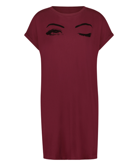 Koszula nocna z okrągłym dekoltem, Czerwony