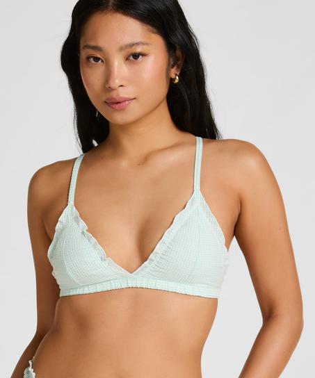 Mia Bralette - Tr&oacute;jkątny Biustonosz z Falbankami, Zielony