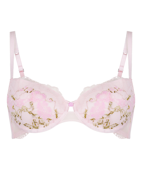 Biustonosz Miri z Fiszbinami i Wyści&oacute;łką &ndash; Romantyczna Koronka, R&oacute;żowy