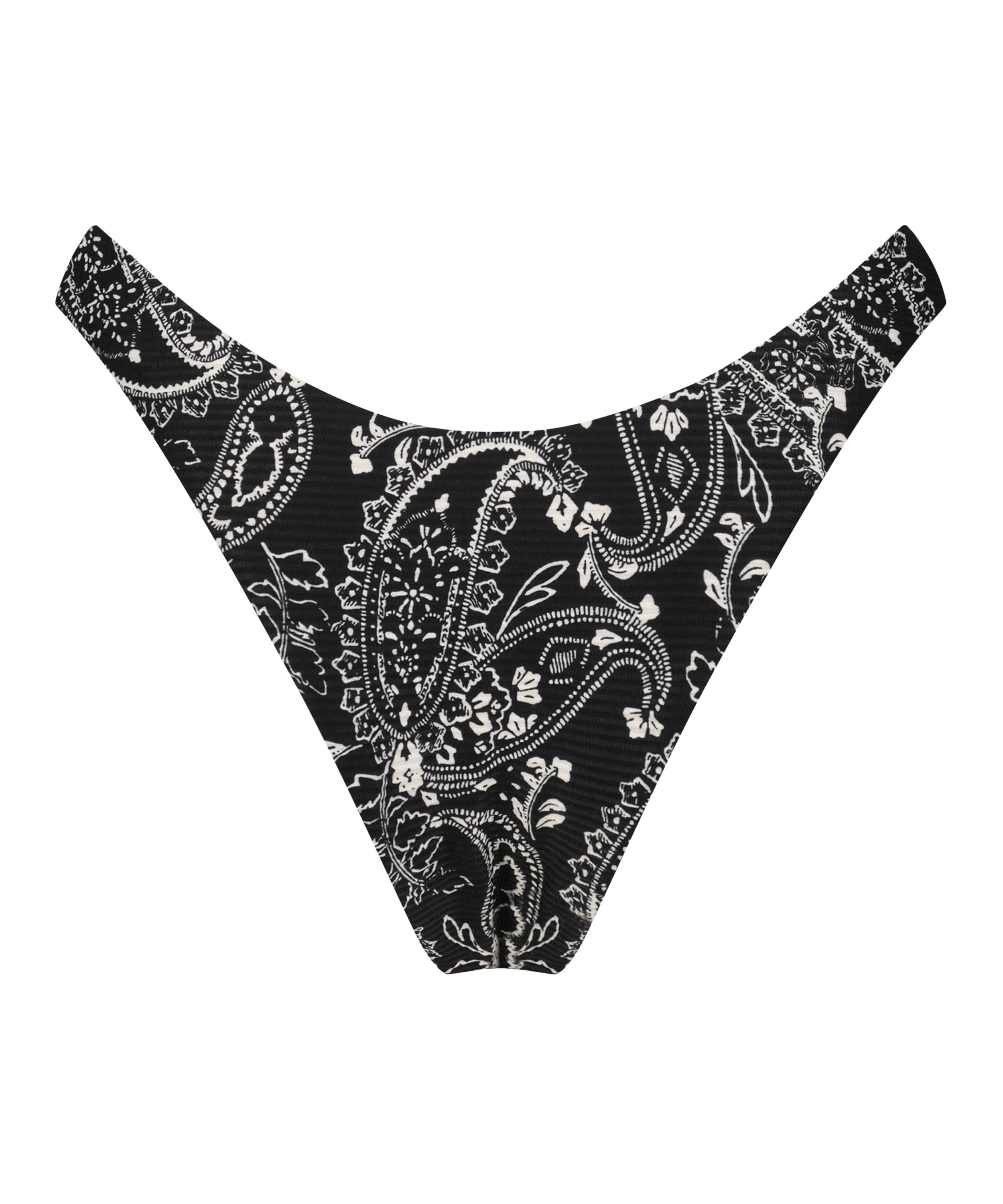 Brazyliany od bikini z wysokimi wycięciami i wzorem paisley, Czarny, main