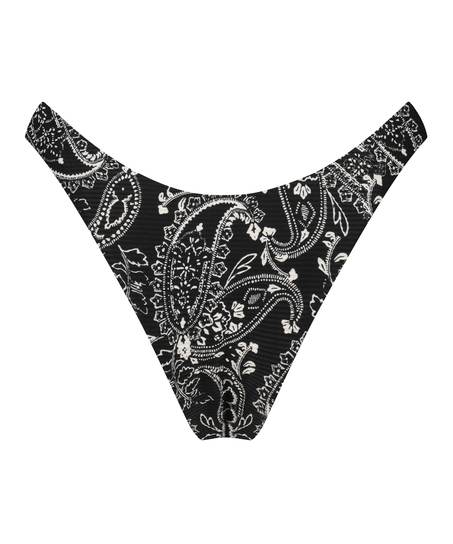 Brazyliany od bikini z wysokimi wycięciami i wzorem paisley, Czarny