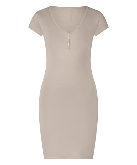 Koszula nocna Henley, Beżowy