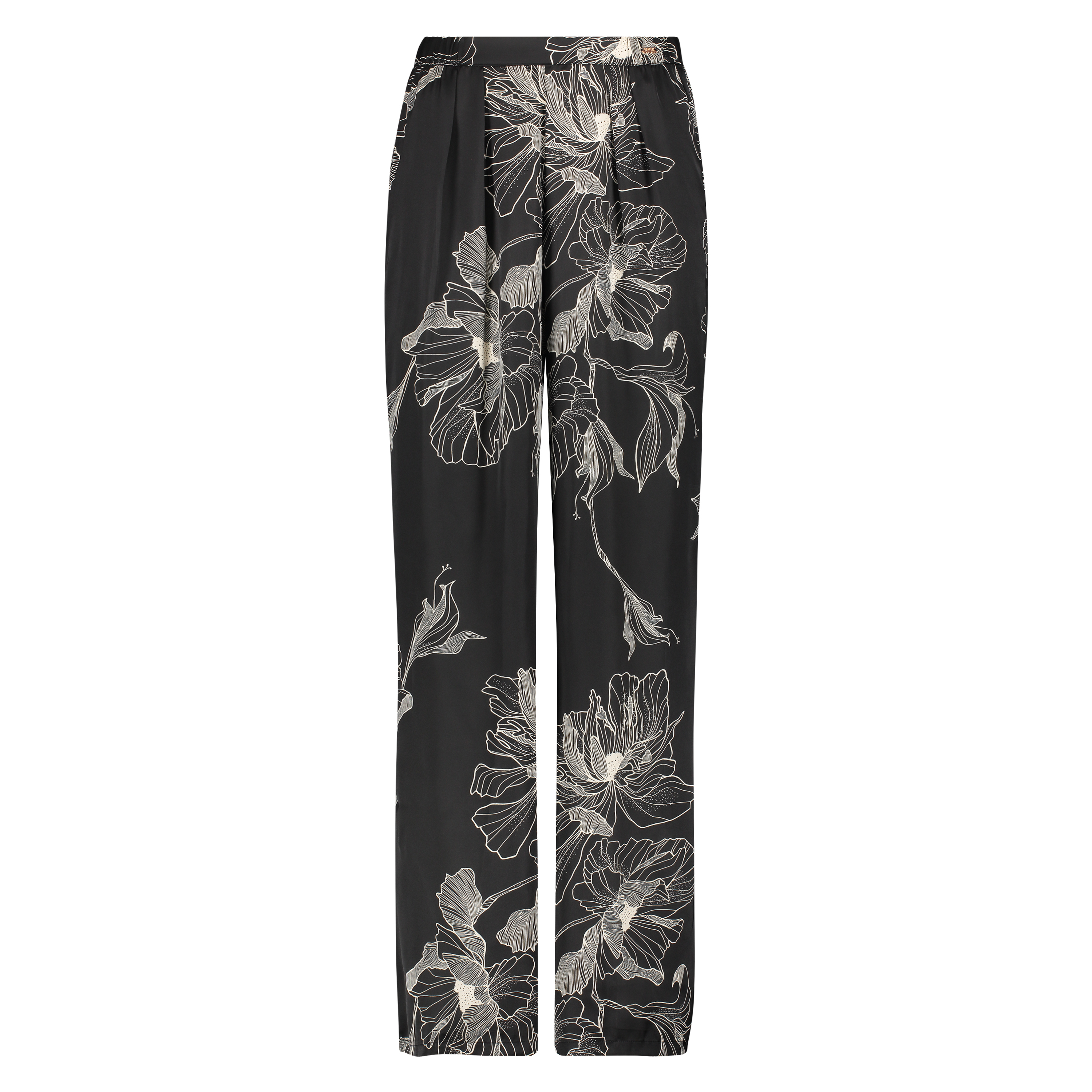 Lotus satin palazzo trousers, Czarny, main