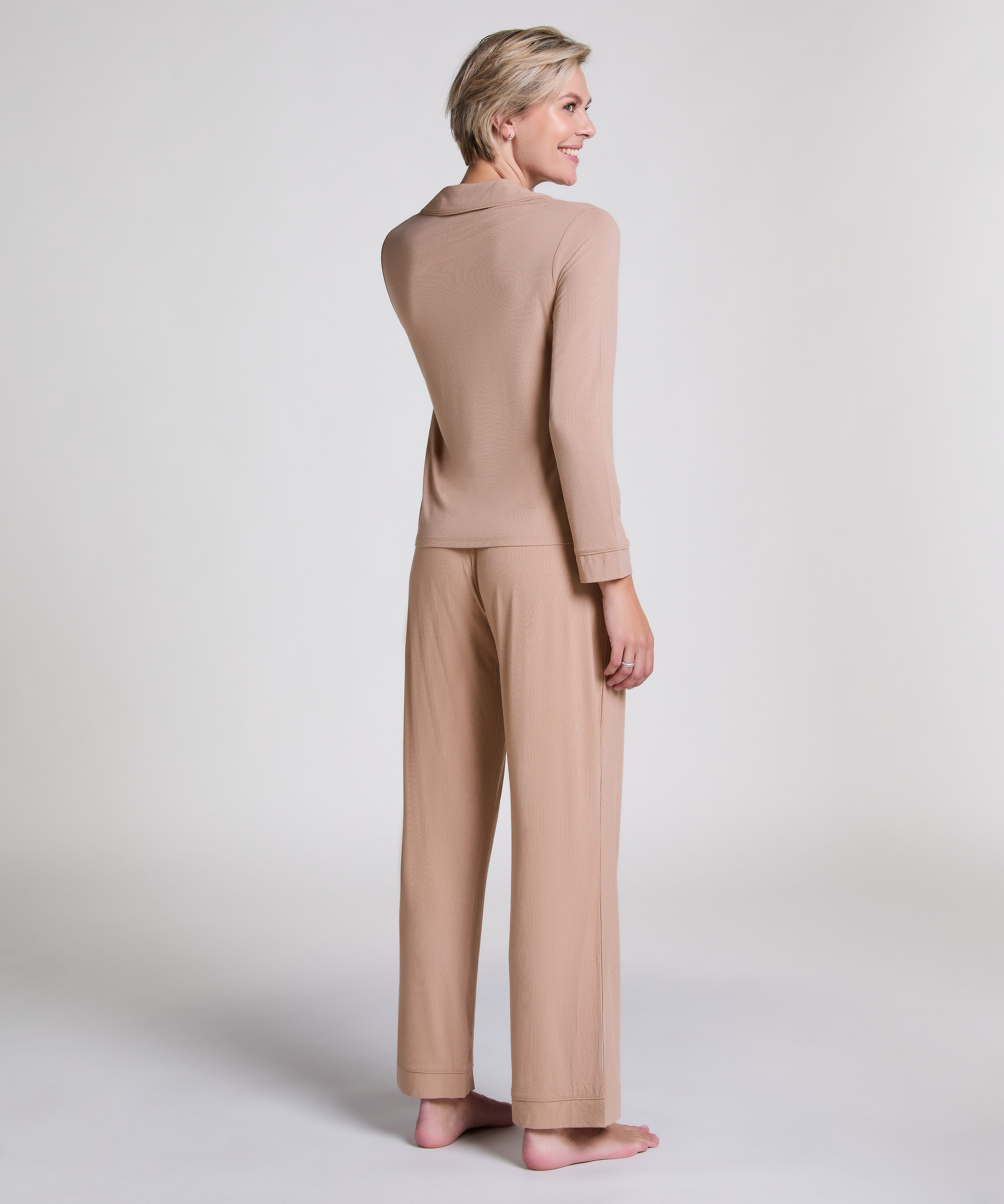 Prążkowane spodnie Petite Essential, Beżowy, main