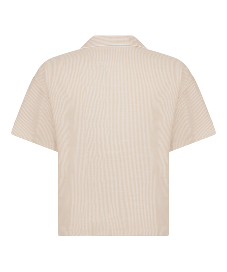 Koszula piżamowa Cotton Stripe, Beżowy