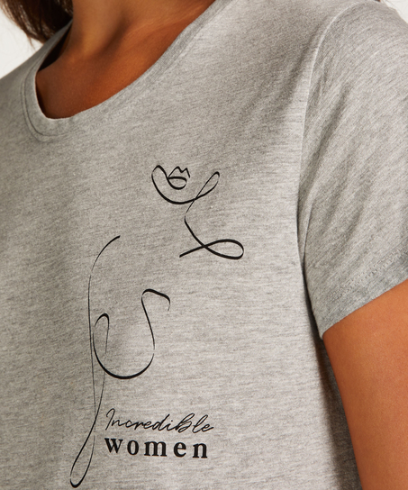 Koszula nocna z okrągłym dekoltem, Szary