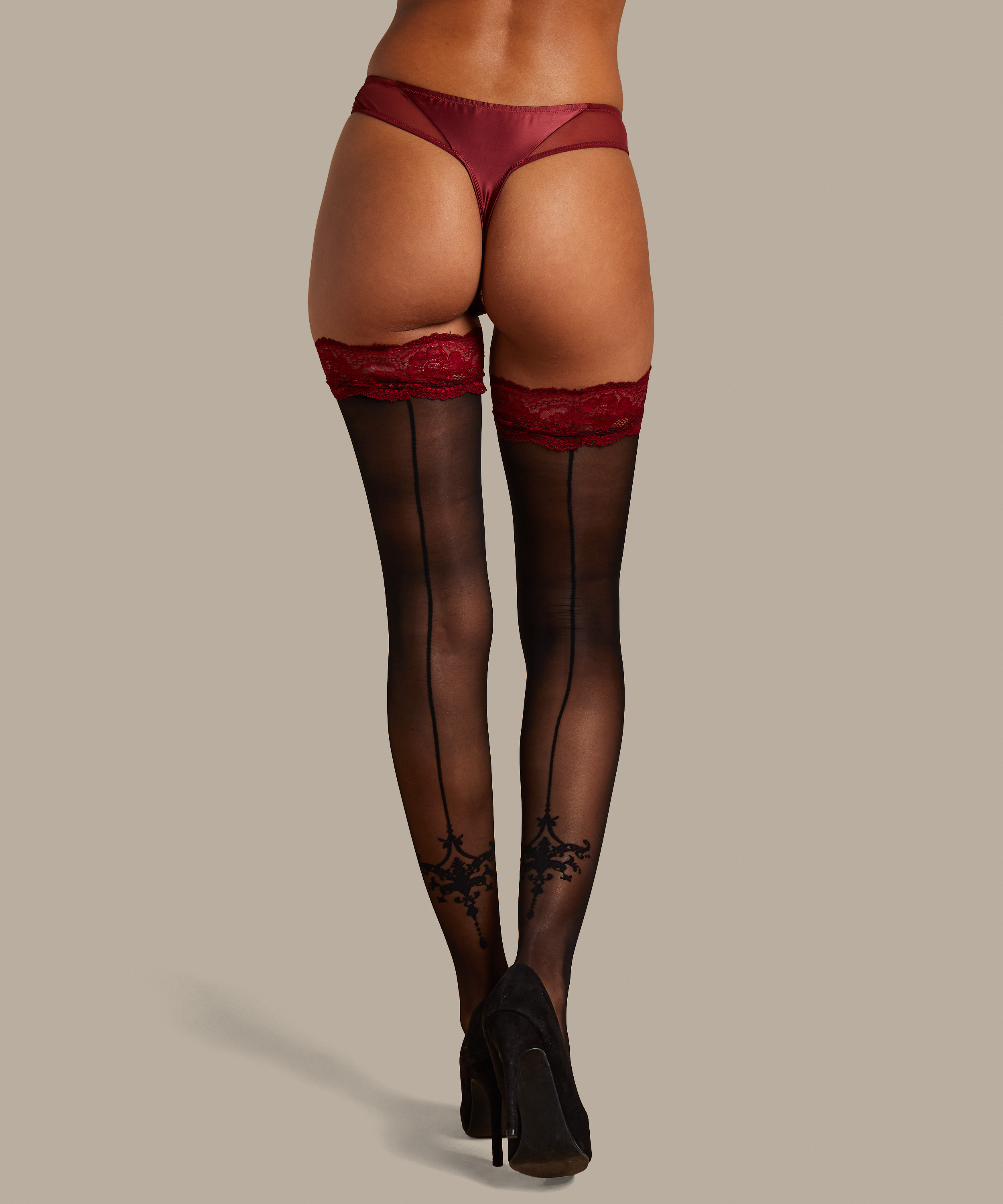 Zoe pończochy samonośne 20 denier Noir, Czerwony, main