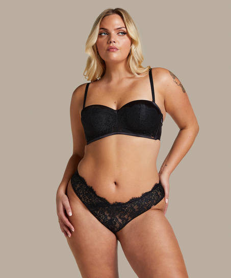 Usztywniony biustonosz z fiszbinami Chalice bez ramiączek, Czarny