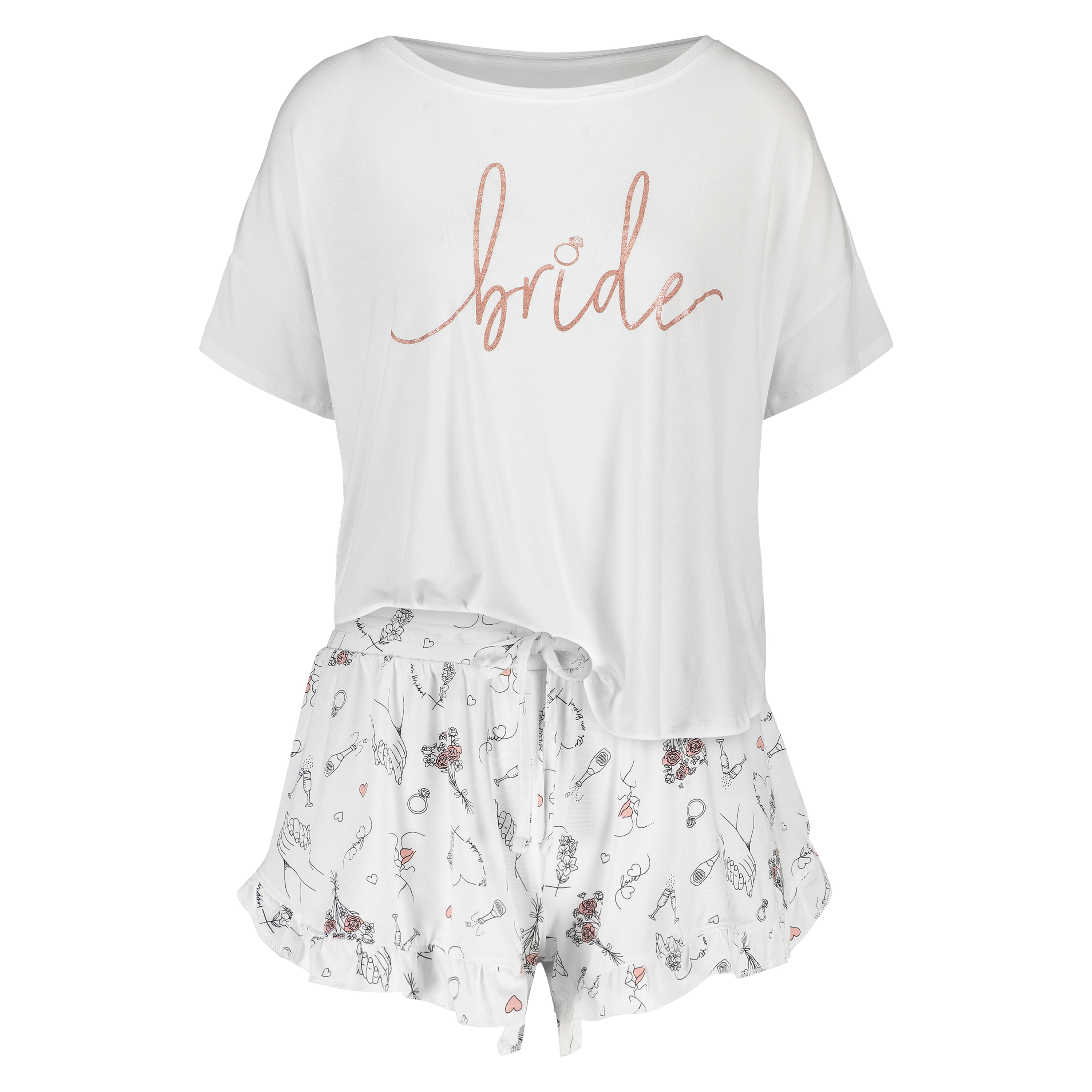 Bridal Short Pyjama Set, Biały, main