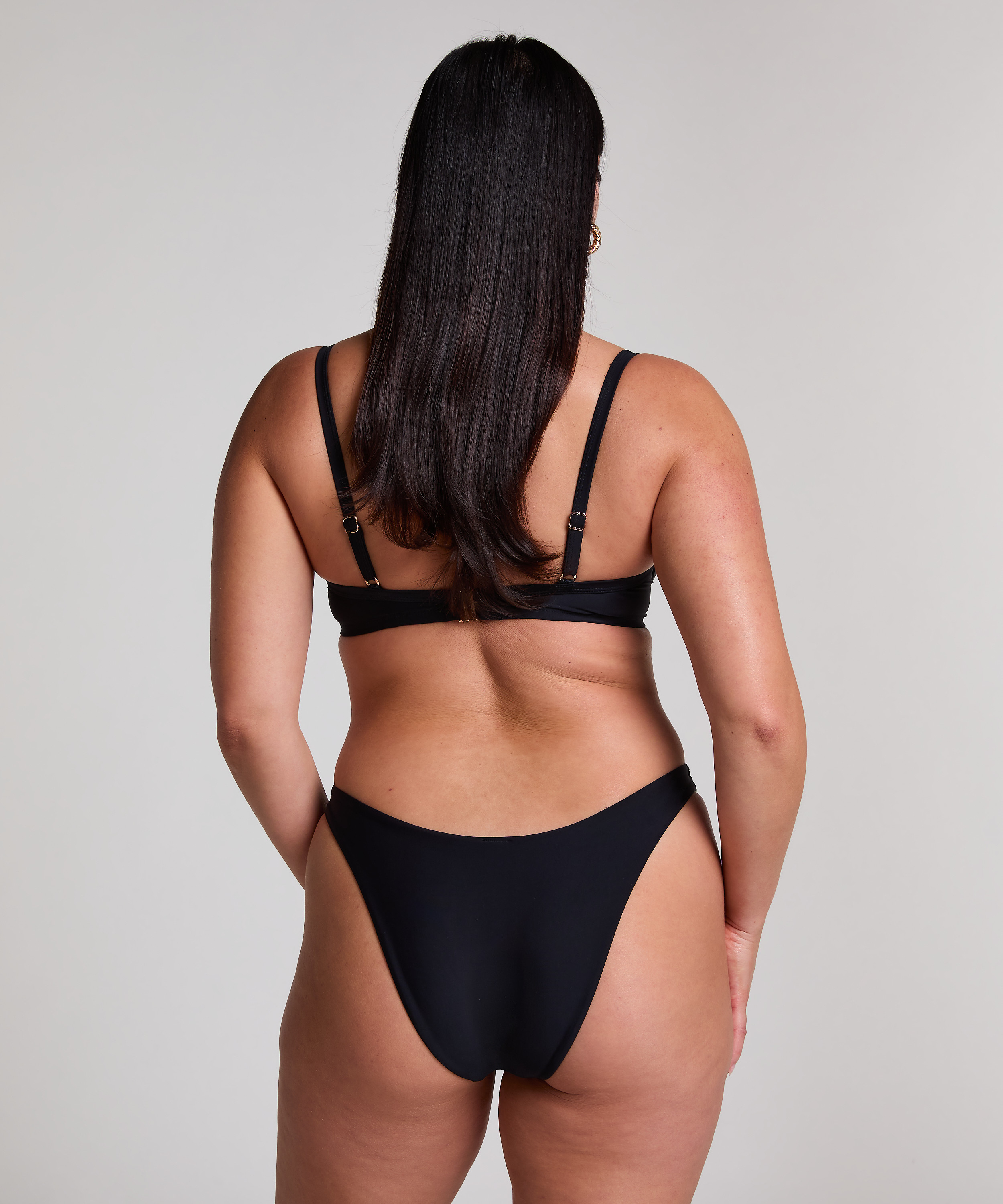 Majtki Bikini Wysoko Krojona Luna, Czarny, main