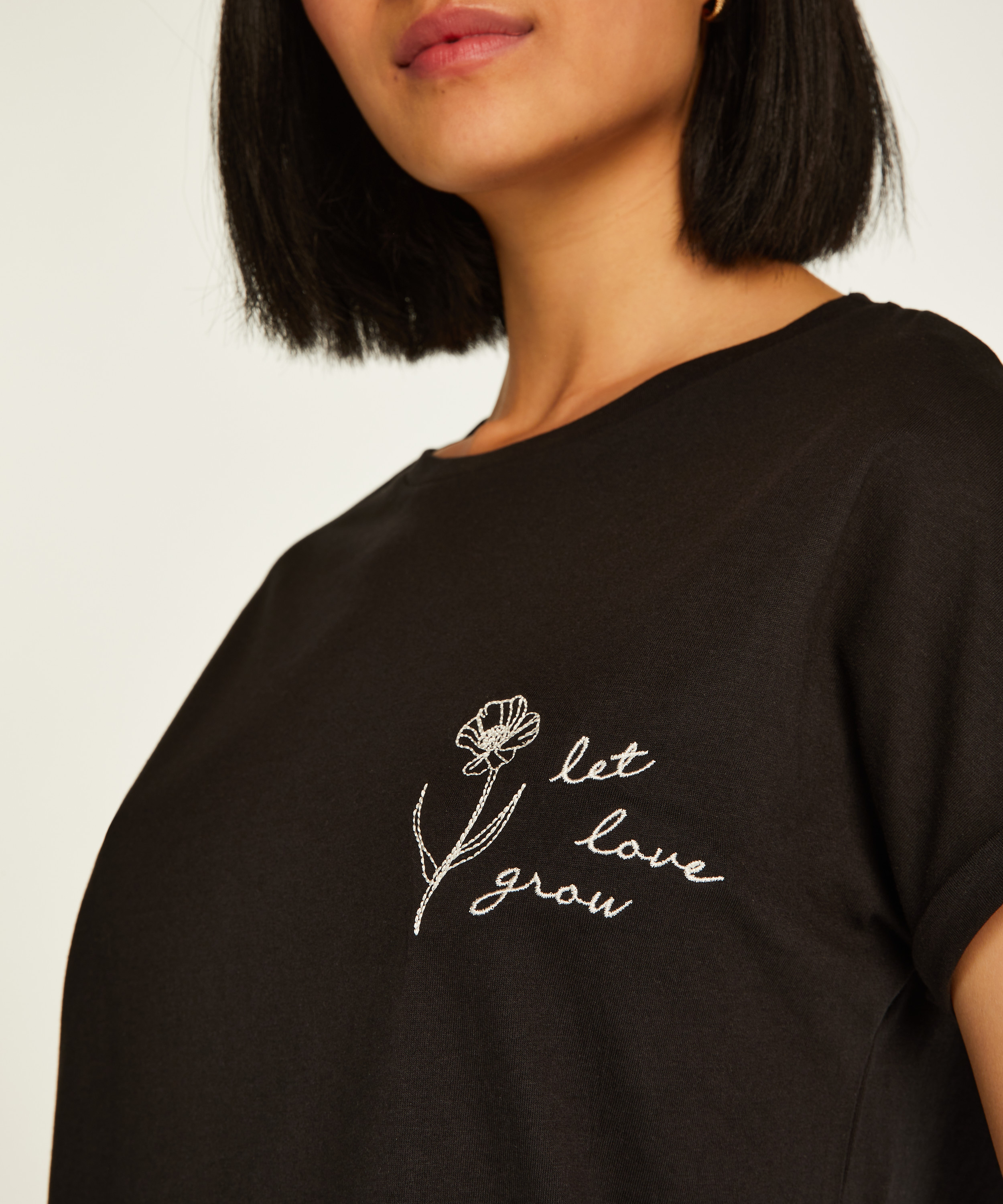 Koszula nocna z okrągłym dekoltem, Czarny, main