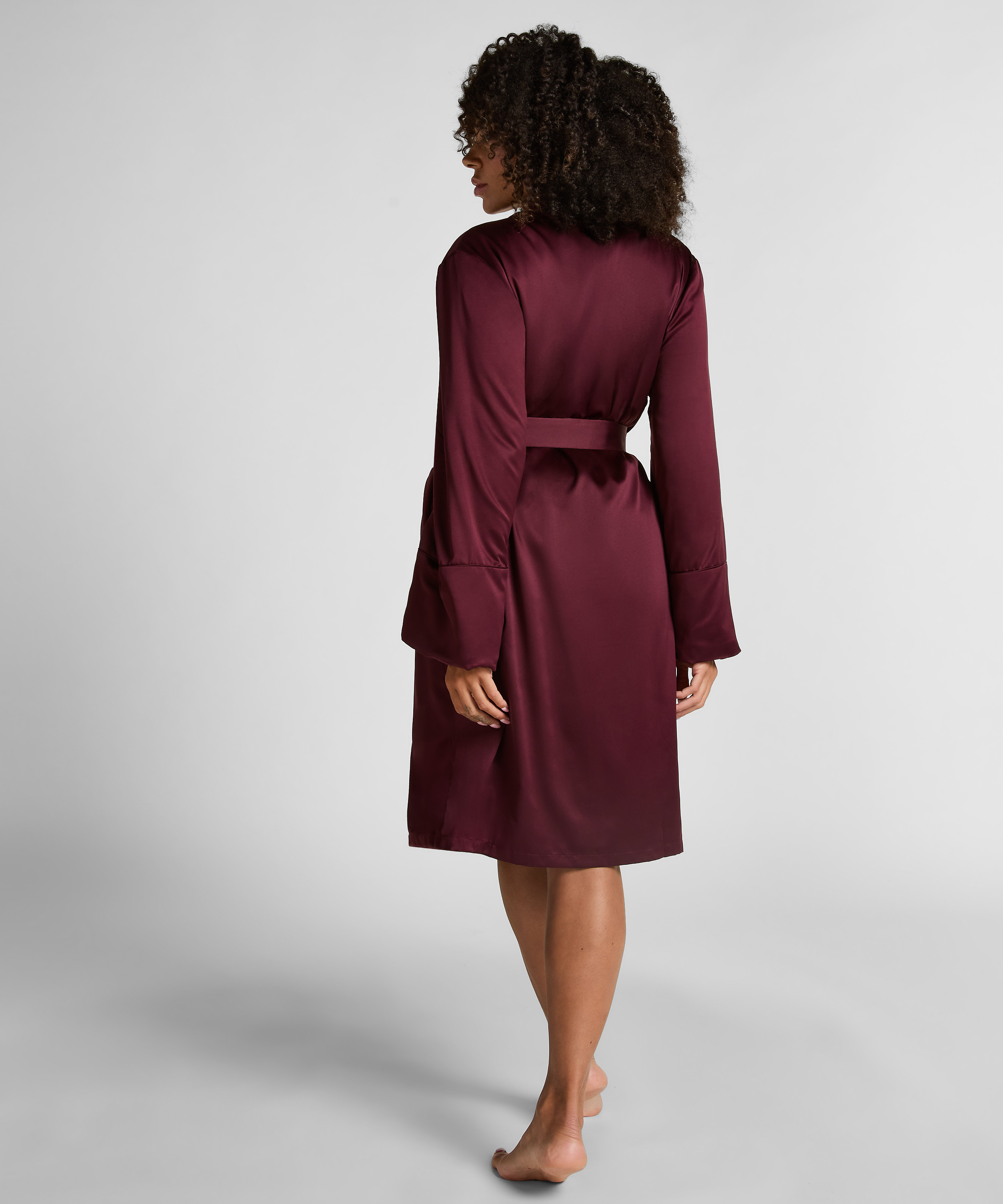 Satynowy szlafrok z polarem, Fioletowy, main