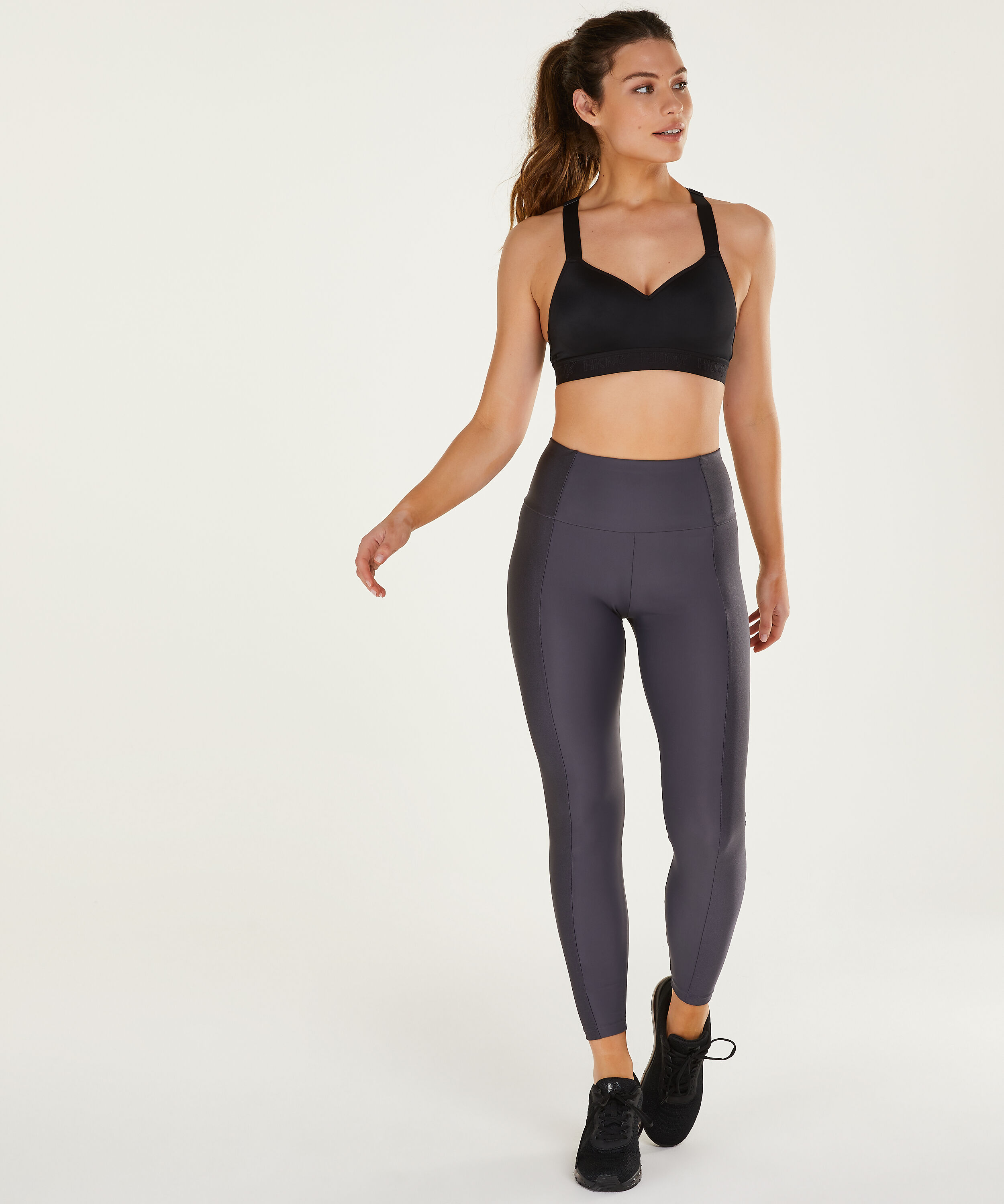 Legginsy sportowe z wysokim stanem HKMX Shine On, Szary