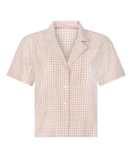 Bluza lniana w kratę, Biały