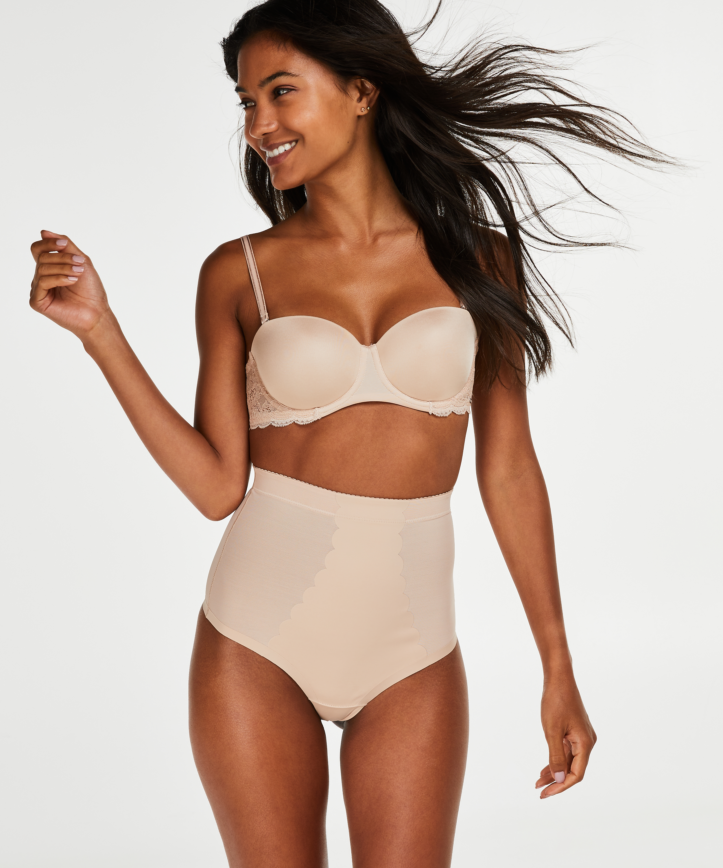 Sculpting scallop high waisted thong - Level 3, Beżowy, main