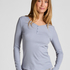 Bluza piżamowa Henley z długim rękawem, Fioletowy