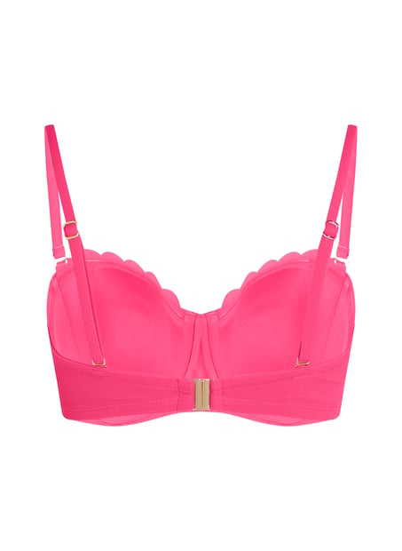 Usztywniona g&oacute;ra od bikini z fiszbinami i bez ramiączek Scallop miseczki E +, R&oacute;żowy