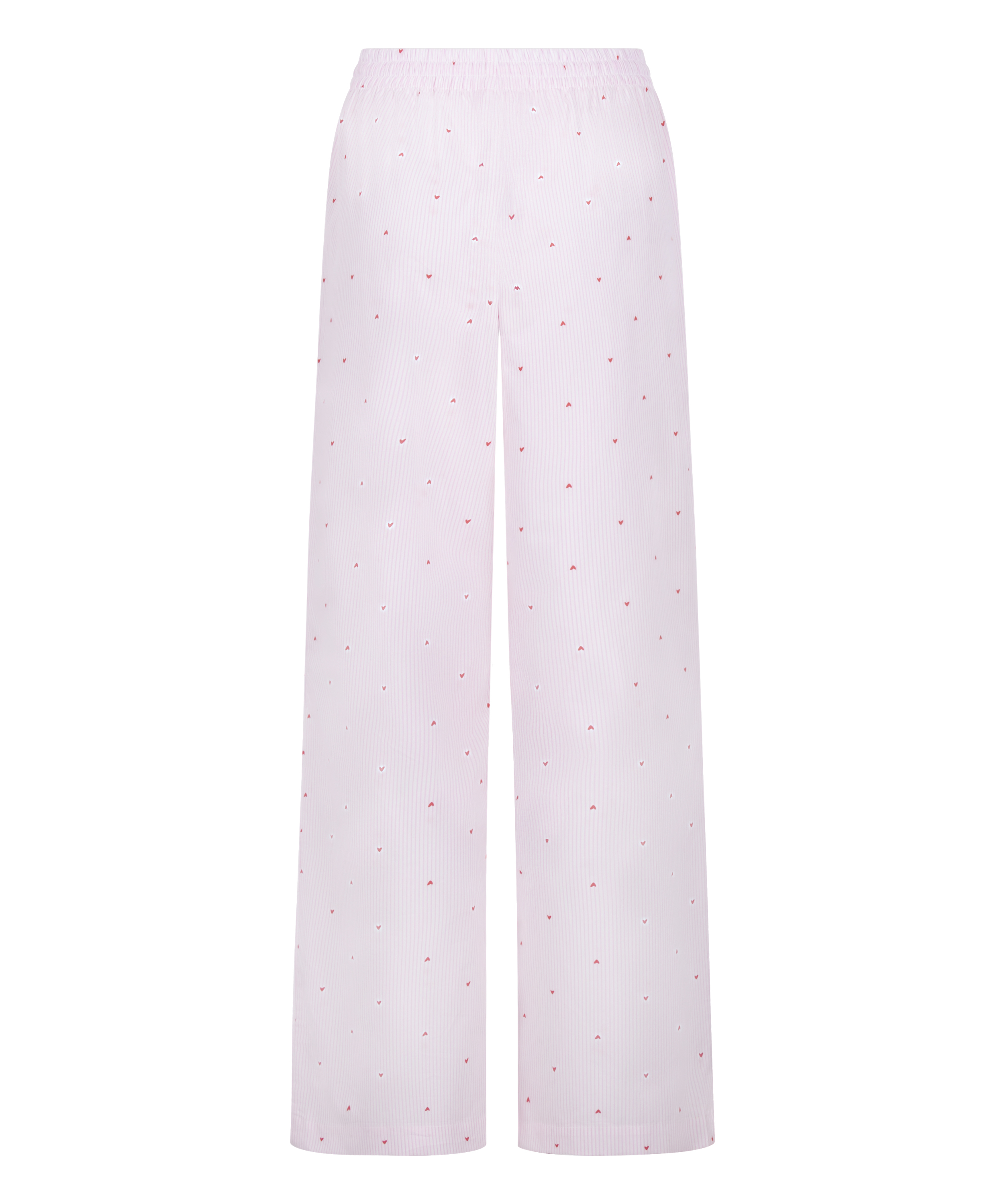 Spodnie bawełniane w paski i serca, Biały, main