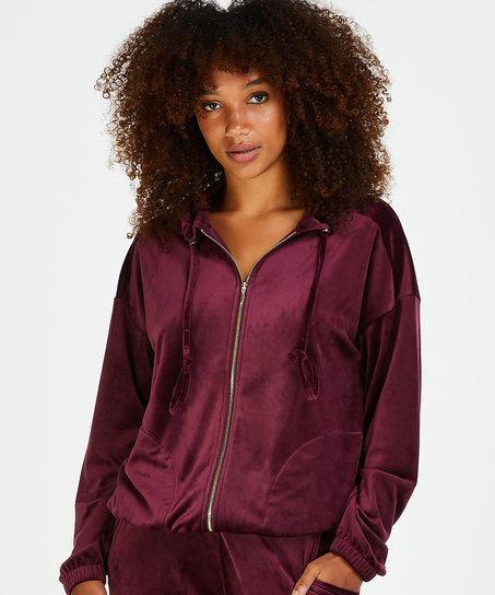 Velvet hoodie jacket, Czerwony