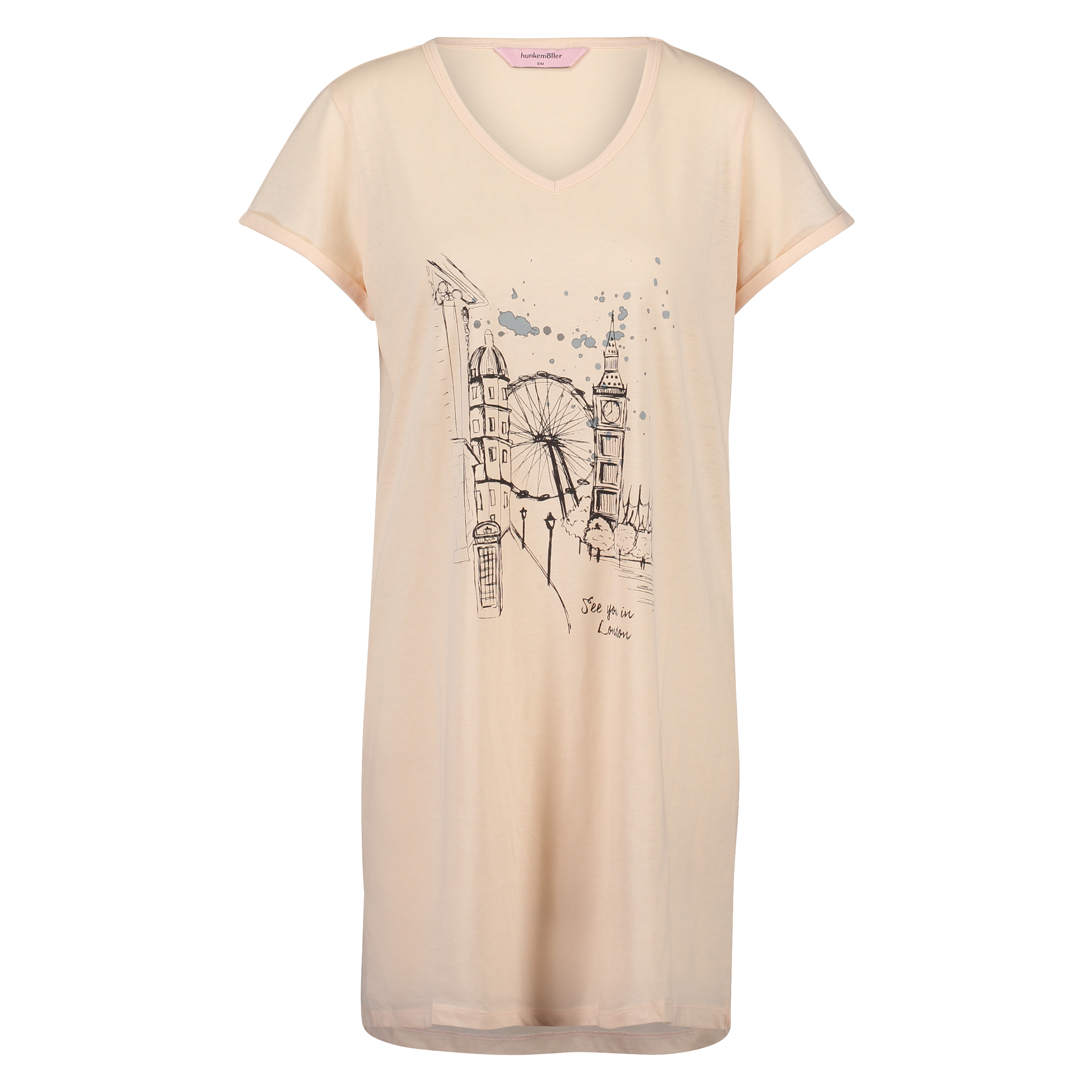 Nightshirt V-neck, R&oacute;żowy, main