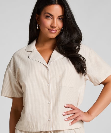 Bluza bawełniana w paski, Beżowy