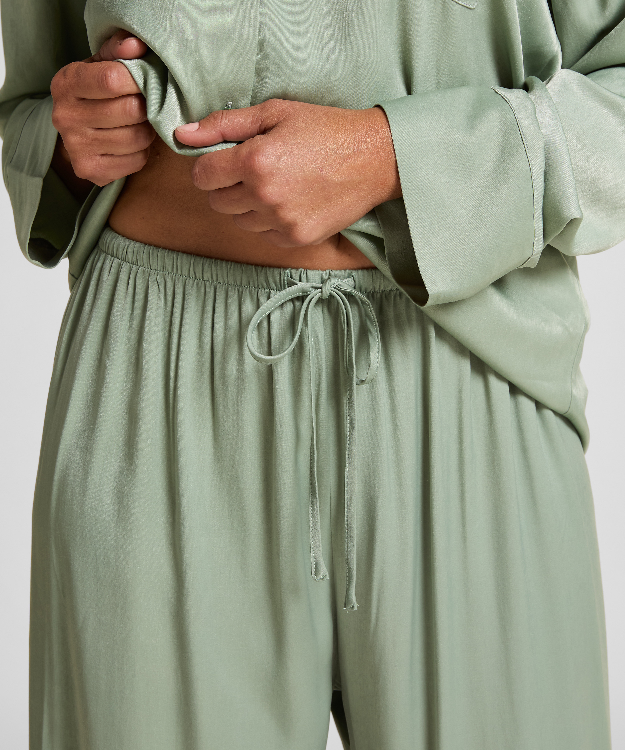 Spodnie z satyny, Zielony, main