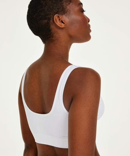 Bezszwowy krótki top, Biały