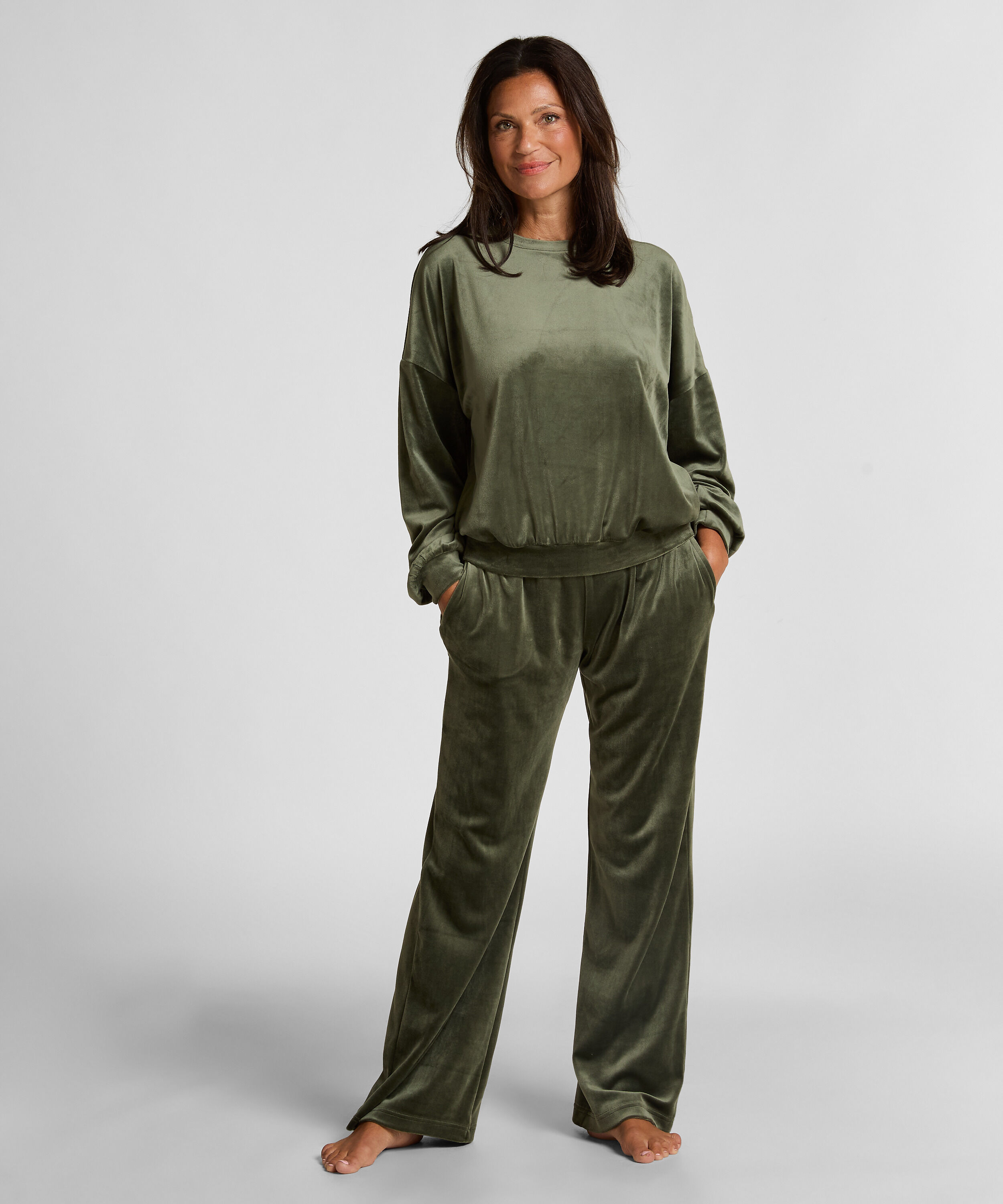 Welurowy top, Zielony