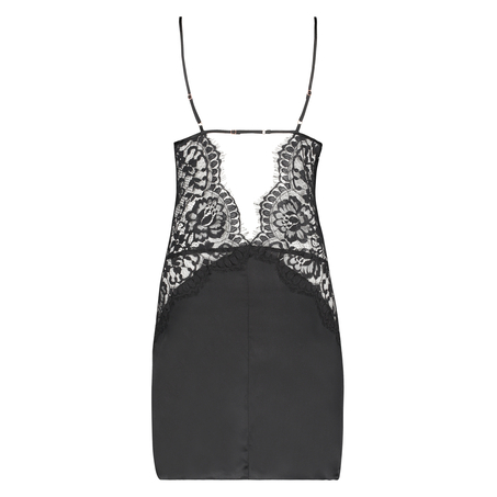 Silk Slip Dress, Czarny