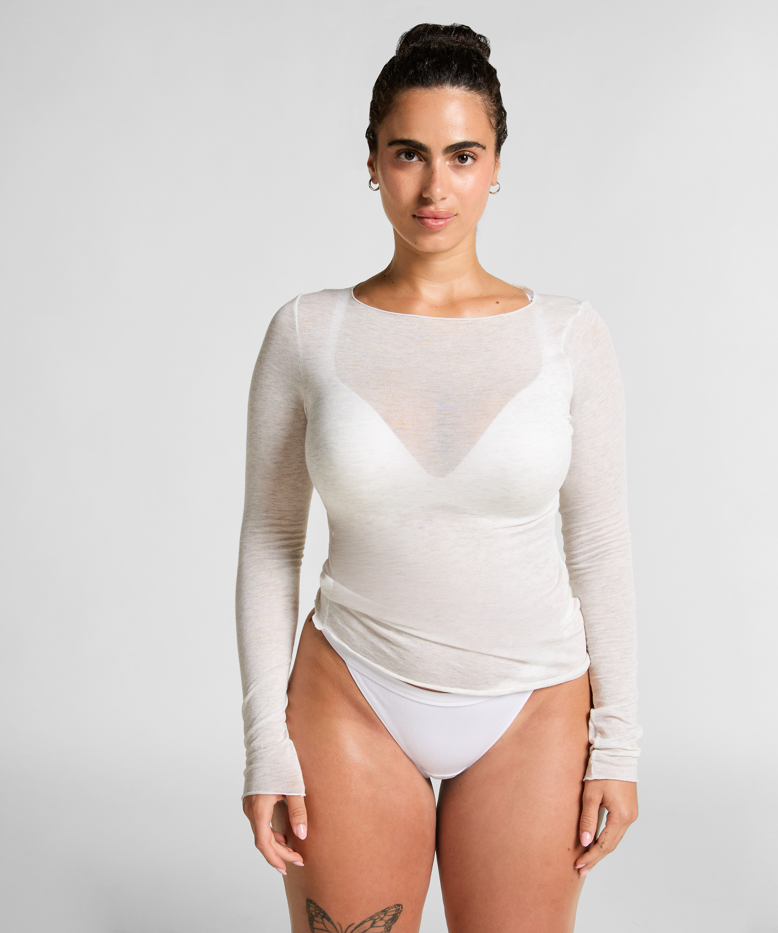 super miękka top z kaszmirem z dekoltem w ł&oacute;dkę, Beżowy, main