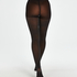 70 Denier Ribbed Lurex Tights, Czarny