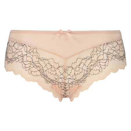 Brazyliany z koronki i mikrofibry, Beżowy