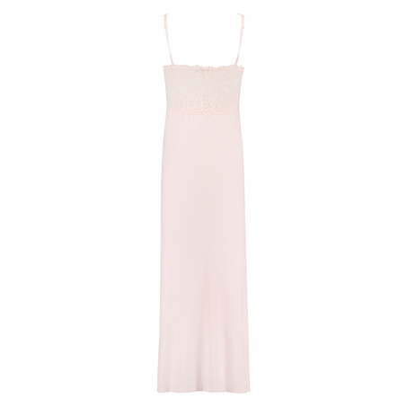 Long slip dress Modal lace, Różowy