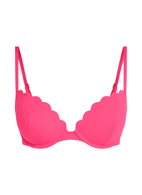 G&oacute;ra od bikini push-up z fiszbinami, z falowanym brzegiem, miseczki A &ndash; E, R&oacute;żowy