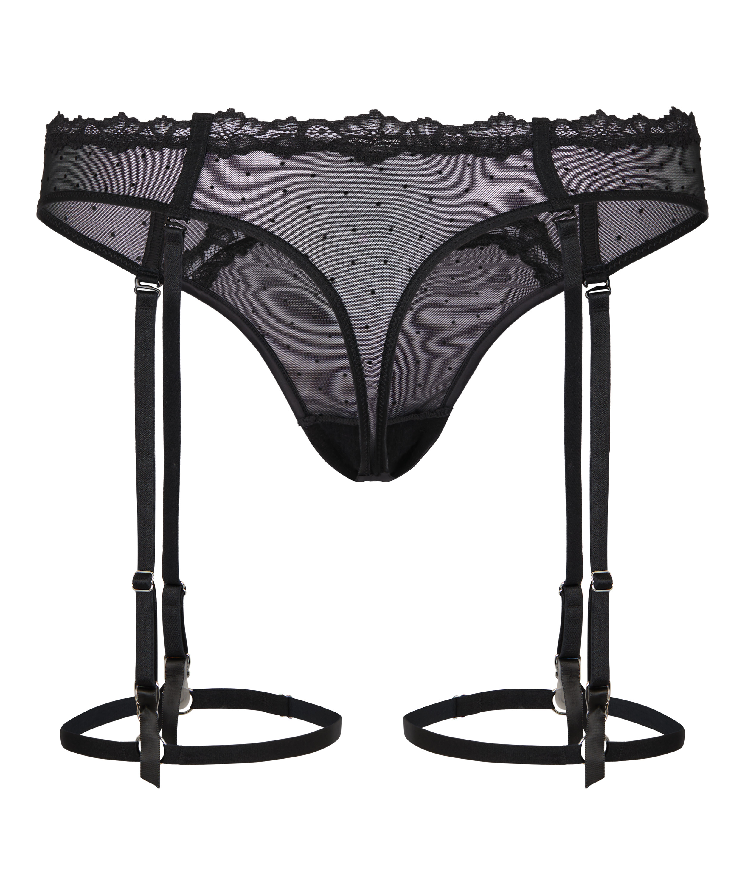 Stringi Typu Suspender Kat, Czarny, main