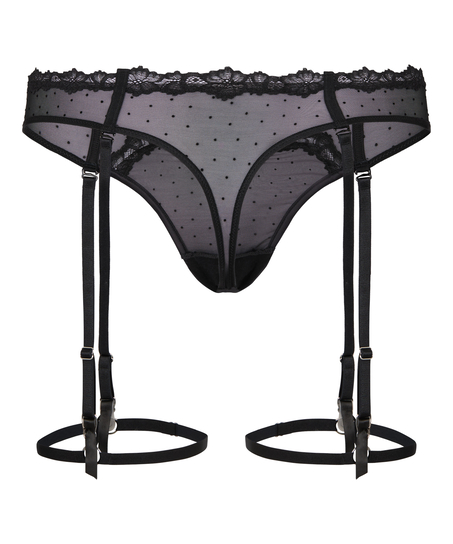 Stringi Typu Suspender Kat, Czarny