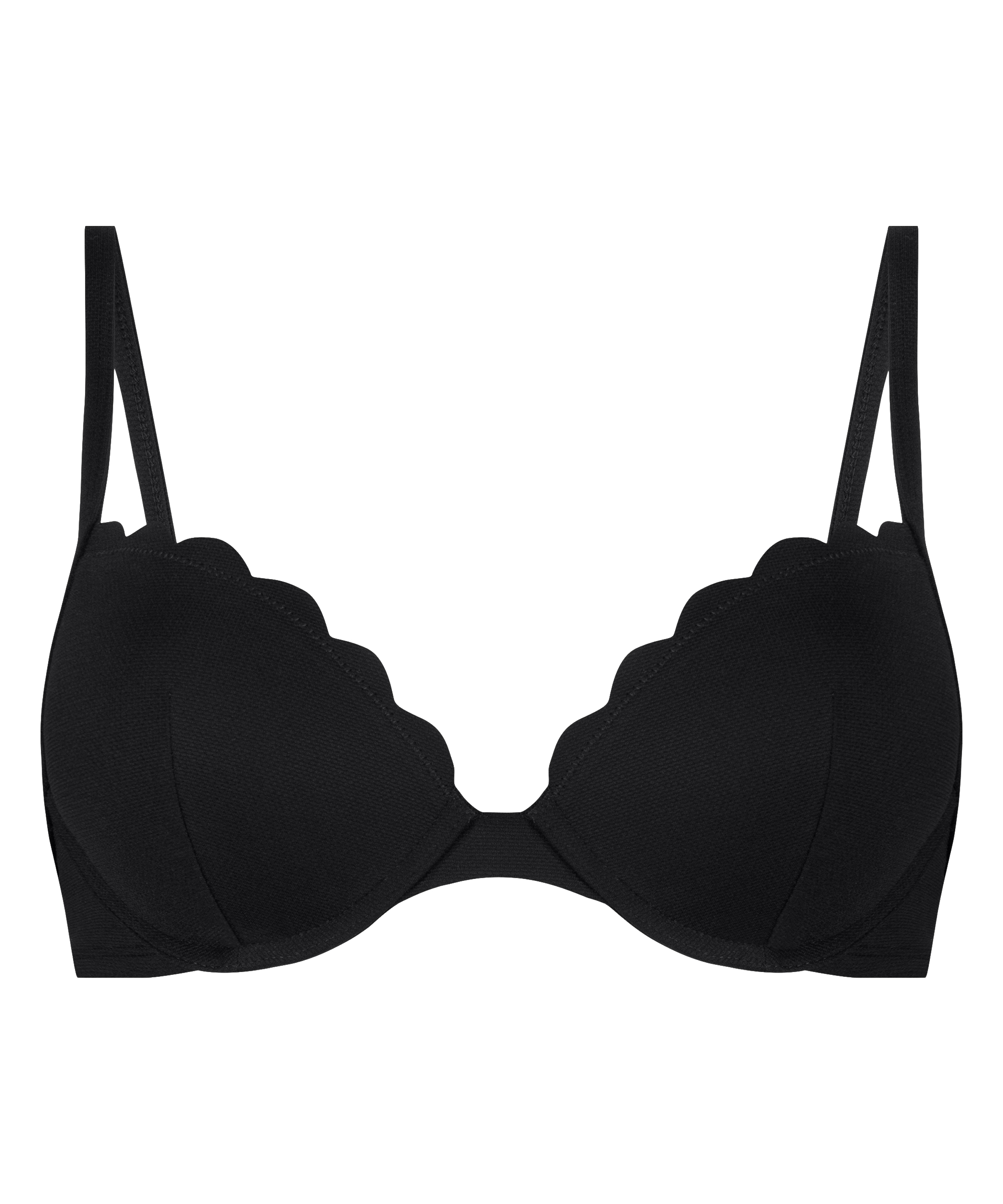 Scallop biustonosz bikini z wkładkami i fiszbinami, Czarny, main