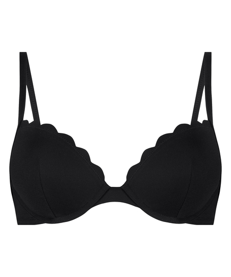 Scallop biustonosz bikini z wkładkami i fiszbinami, Czarny
