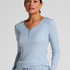 Bluza piżamowa Henley z długim rękawem, Niebieski
