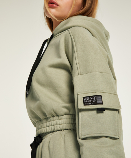 Krótka bluza z kapturem Kim Petras, Zielony