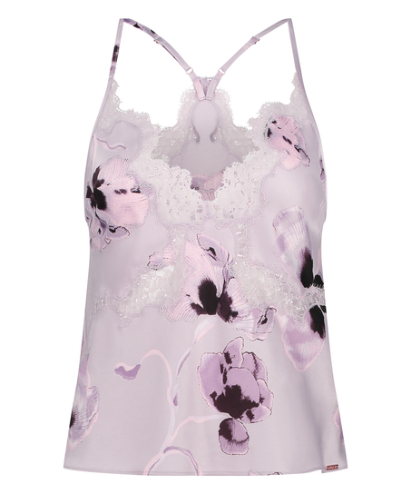 Satynowy top na ramiączkach, Fioletowy