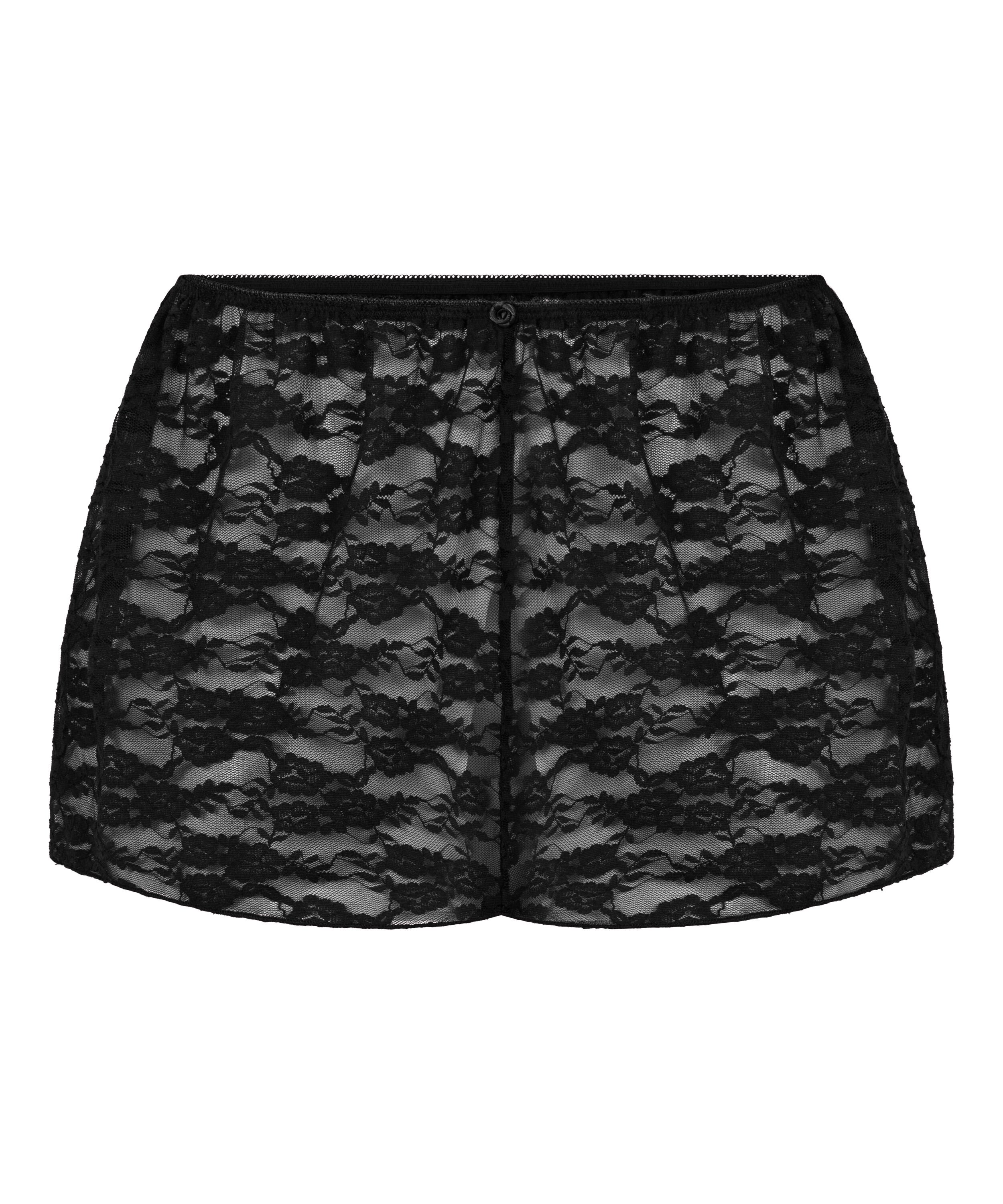 Szorty w całości wykonane z koronki, Czarny