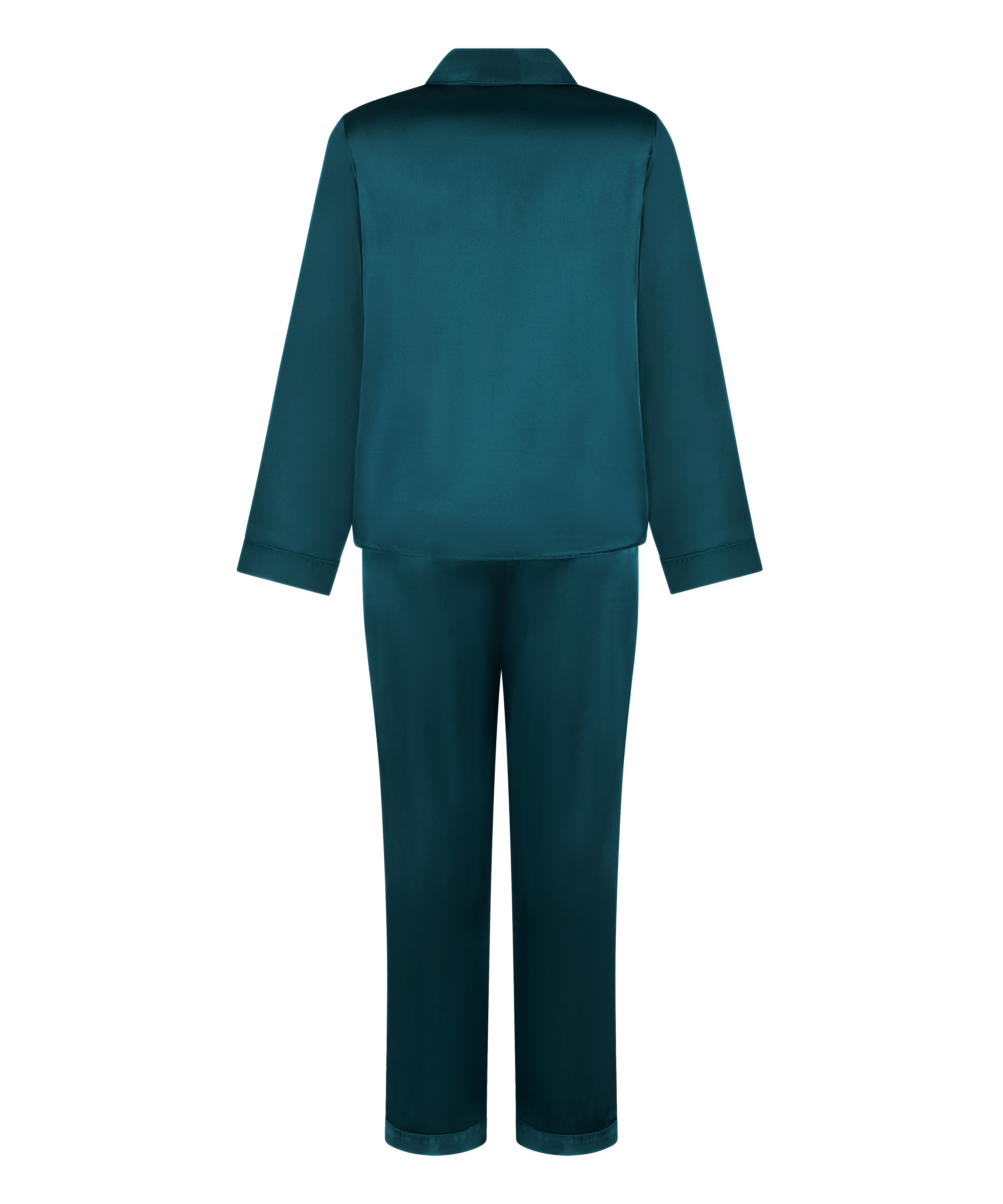 Zestaw piżamowy z błyszczącej satyny, Niebieski, main