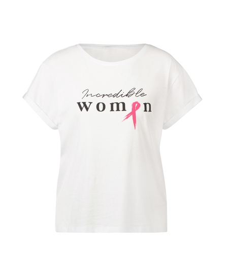 Top z kr&oacute;tkim rękawem Pink Ribbon, Biały