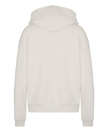Bluza z Kapturem z Czesanej Dzianiny Dresowej, Biały