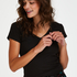 Top od piżamy z prążkowanego materiału z krótkimi rękawami., Czarny