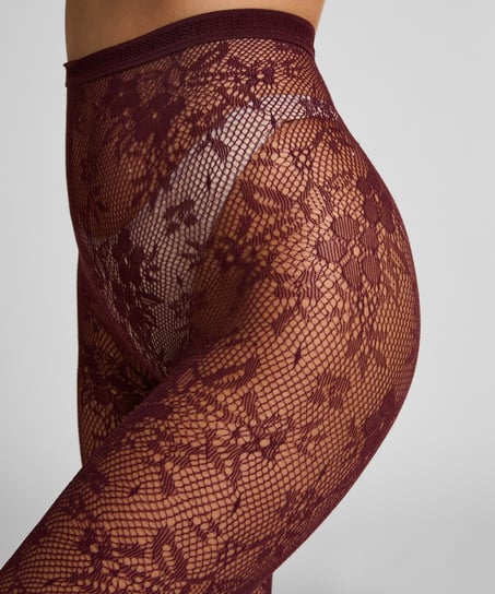 Rajstopy Allover Lace, Fioletowy