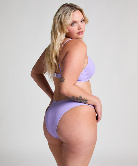 Majtki Bikini Wysoko Krojona Scallop, Fioletowy