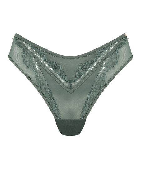 Majtki brazylijskie z wysokim wycięciem Nicole, Zielony